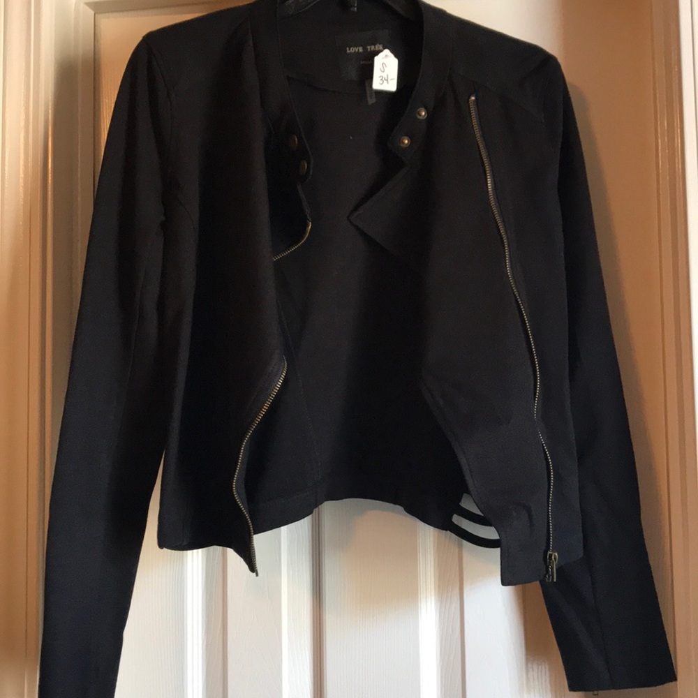 SOLD NWT Black zip front jacket